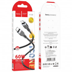 Кабель Type-C-Type-C, 2.0м, X109 Energy, для зарядки и передачи данных, черный,