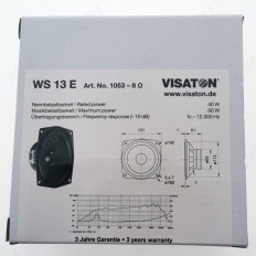 Динамик Ш/П D=130mm WS 13 E/8; 8R; 40W/60W; fc-12000Hz (Art.1053) VISATON HI-FI; 86 дБ;