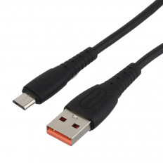 Кабель USB-microUSB, 1.0м, для зарядки и передачи данных, черный, (GP07M) GoPower 2.4A, силикон, быстрая зарядка