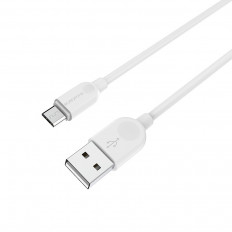Кабель USB-microUSB, 1.0м, для зарядки и передачи данных, белый, (BX14) BOROFONE 2.4A, ПВХ (PVC), ...
