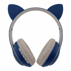 Наушники беспроводные STN-28 Cat, Синий, накладные с микрофоном, дизайн с кошачьими ушками