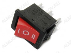 Сетевой выключатель RWB-205 (SWR-43) ON-OFF-ON красный с фиксацией с нейтралью 19,2*13,0mm; 6A/250V; 3 pin