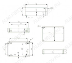 Корпус BOX-G026 Корпус пластиковый 72х50х28 мм