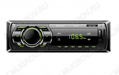 Автомагнитола FP-302 green SKYLOR MP3; 2x40Вт, FM1/2/3 MW1/2 87,5-108МГц, USB/SD/AUX, DC12В, монохромный дисплей, фиксированная передняя панель