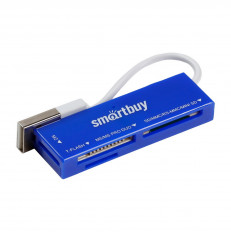 Card Reader SBR-717-B голубой Smartbuy USB2.0; поддержка: microSD, MiniSD, SD, XD, MMC, MS, M2 универсальный