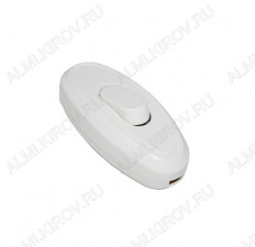 Выключатель на шнур белый (белая клавиша) (15-014) 6A/250V
