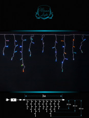 Гирлянда светодиодная уличная "Бахрома-каучук" 3х0.3х0.4х0.6 мульти(RGB.02.7T.100+) Winner Light IP65; улич. УМС, Ш:3 м, В:0.3/0.4/0.6 м, LED- 100, 220V