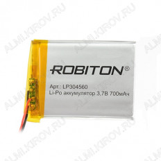 Аккумулятор LP304560-PCB-LD (3.7V; 700mAh) ROBITON Li-Pol; 3.0*45*60мм (цена за 1 аккумулят