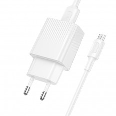 Сетевое зарядное устройство с выходом USB, 2.1А, белый, BAS71A Source, с кабелем USB-microUSB;