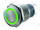 Кнопка антивандальная M19 ON-(ON) LED12V 1NO1NC 5c зеленая с подсветкой 12V, без фиксации d=19mm; 5A/250VAC; 5pin; IP67