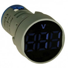 Вольтметр цифровой DMS-104 цвет свечения синий (круглый дисплей) RUICHI напряжение (АС) - 20...500 В; диаметр посадочного отверстия 22мм