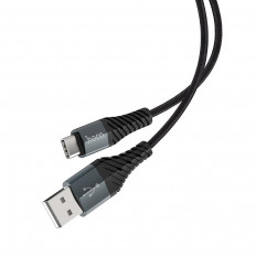 Кабель USB-Type-C, 1.0м, для зарядки и передачи данных, чёрный, (X38) HOCO 3.0A, нейлон (тканевая оплётка), ...