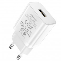 Сетевое зарядное устройство с выходом USB, 2.1A, белое BA52A BOROFONE Uвх=100-240VAC; Uвых=DC5V/2.1A