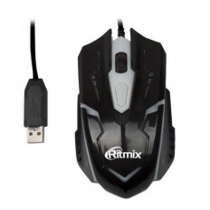 Мышь ROM-311 Black RITMIX проводная, подсветка; 2400dpi, 4 кнопки, колесо-кнопка, USB, кабель - 120см