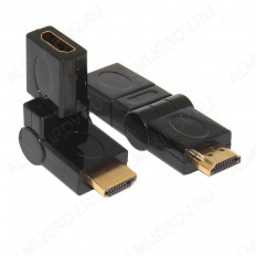 Переходник HDMI штекер/HDMI гнездо поворотный 90/180° (AC-062A/OT-AVW28) (21972)