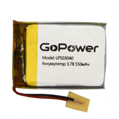 Аккумулятор LP503040-PCB-LD (3,7V; 550mAh) GoPower Li-Pol; 5,0*30*40мм (цена за 1 аккумулят