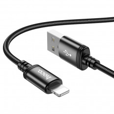 Кабель USB-Lightning, 1.0м, для зарядки и передачи данных, чёрный, (X89 Wind) HOCO 2.4A, тканевая оплетка, ...