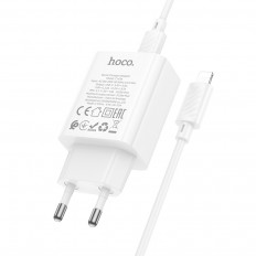 Сетевое зарядное устройство с выходом Type-C, 3.0А, 20W, белый, C143A Benefit, с кабелем Type-C-Lightning