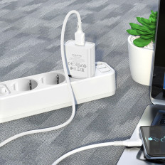 Сетевое зарядное устройство с выходом USB, 2.1А, белый, BA74A Aspirer, с кабелем USB-Type-C;