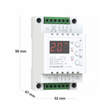 Терморегулятор Terneo K2 (2 канала) DS Electronics на DIN рейку; -9...+99°С, 2*16A(2*3,6кВт). Для теплого пола. 2 независимых канала.