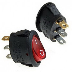 Сетевой выключатель IRS-101-6C (DAV R/3P) ON-OFF красный овальный с фиксацией с подсветкой 13,5*22,6mm; 6A/250V; 3 pin