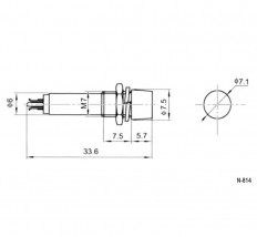 Лампа индикаторная 220V 7mm красный N-814-R (RWE-101)
