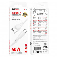 Кабель Type-C-Type-C, 1.0м, BX121 Energy белый, для зарядки и передачи данных, 60W