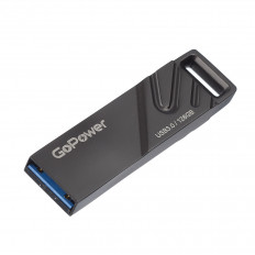 Карта Flash 128 Gb металл (TITAN Black) GoPower без колпачка; USB 3.0