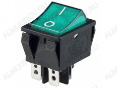 Сетевой выключатель RWB-513 (SC-767) ON-OFF зеленый с фиксацией с подсветкой 29,5*22,2mm; 15A/250V; 4 pin