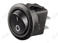 Сетевой выключатель RWB-212 ON-OFF черный круглый с фиксацией d=20.7mm; 6A/250V; 2 pin