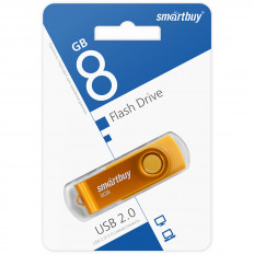 Карта Flash USB 8 Gb (Twist Yellow) (SB008GB2TWY) Smartbuy раскладная; USB 2.0