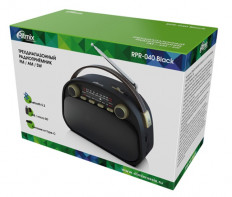 Радиоприемник RPR-040 BLACK RITMIX УКВ(FM) 87.5-108МГц; СВ(MW) 522-1620МГц; КВ(SW) 9,5-18МГц ; Bluetooth; USB, microSD; питание от аккумулятора 18650(в комплекте). Зарядка через шнур USB