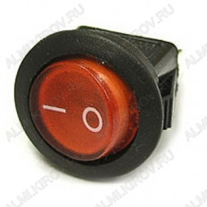 Сетевой выключатель IRS-101-8C ON-OFF красный круглый с фиксацией с подсветкой d=20.6mm; 6A/250V; 3 pin