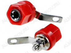 Разъем BANANA big гнездо на панель красный (060)