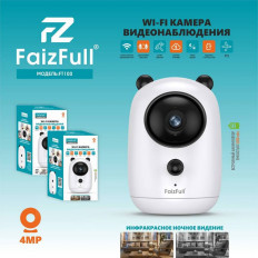 Камера P2P куп. 4MP F2.8 FT100 FaizFull Купольная, 5200mah; P2P; Full HD 1080p (4Mp); ночное видение