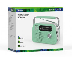 Радиоприемник RPR-045 MINT RITMIX УКВ(FM) 87.5-108МГц; СВ(MW) 522-1620МГц; КВ(SW) 9,5-18МГц ; Bluetooth; USB, microSD; питание от аккумулятора 18650(в комплекте). Зарядка через шнур USB