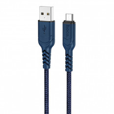 Кабель USB-microUSB, 1.0м, для зарядки и передачи данных, синий, (X59 Victory) HOCO 2.4A, нейлон (тканевая оплётка), ...