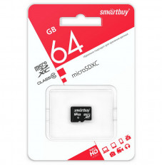 Карта MicroSDXC 64Gb (Class 10) SMART BUY USB 2.0