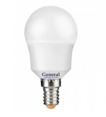Лампа светодиодная 220В/ 08.0Вт/ E14/ 6500К (холодный белый) 660lm GLDEN-G45F-8-230-E14-6500 General