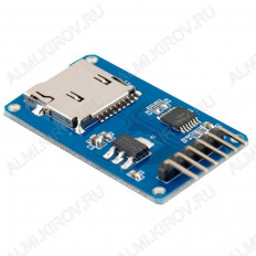 Модуль Micro SD Card No name Модуль для подключения Micro SD карты. Питание возможно как и с 5В, так и с 3.3В, за счет регулятора напряжения.