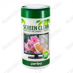 Салфетки влажные Screen Clean для LCD/TFT экранов в тубе (100шт) PERFEO 100 шт. влажных салфеток для экранов LCD/TFT