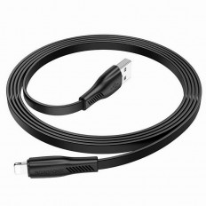 Кабель USB-Lightning, 1.0м, для зарядки и передачи данных, чёрный, (BX85) BOROFONE 2.4A, ПВХ (PVC), плоский кабель
