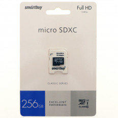 Карта MicroSDXC 256Gb (Class 10) UHS-1 (SB256GBSDCL10-01) Smartbuy USB 2.0 + SD адаптер