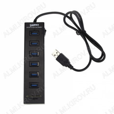 Разветвитель USB на 6 USB-портов OT-PCR06 (HB-116) + картридер ОРБИТА USB 2.0; картридер microSD/SD; длина кабеля 0.8 м