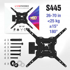 Кронштейн для LED телевизора поворотный 26"-70" (LP-T60) LIVE-POWER Макс.нагрузка 25кг; крепление VESA 200х200,300х300,400х400; от стены 56-230мм; регулировка в двух плоскостях; цвет черный