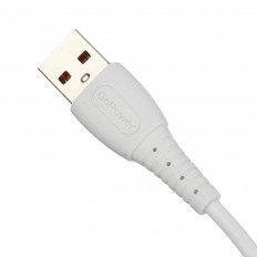 Кабель USB-microUSB, 1.0м, для зарядки и передачи данных, белый, (GP07M) GoPower 2.4A, силикон, быстрая зарядка