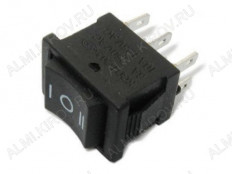 Сетевой выключатель RWB-210 ON-OFF-ON черный с фиксацией с нейтралью 19,5*13,2mm; 3A/250V; 6 pin