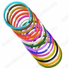 ABS пластик для 3D ручки "D-15" (PM-TYP03) Температура использования: 200-230 °C ОРБИТА 15 цветов по 3м.: жёлтый, белый, голубой, фиолетовый, зелёный, розовый, красный, чёрный, оранжевый, синий