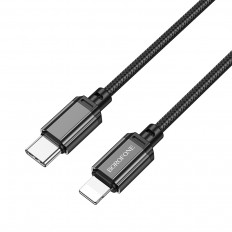 Кабель Type-C-Lightning, 1.0м, для зарядки и передачи данных, черный, BX87