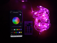 Гирлянда адресная "Роса" 5м, RGB, провод прозрачный, WS2812b USB с приложением и пультом GIANT4 светодиоды - 50шт 5V, IP20